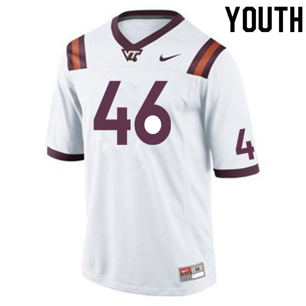 Youth #46 Chase Blaker Virginia Tech Hokies College Football Jerseys Sale-White - Click Image to Close